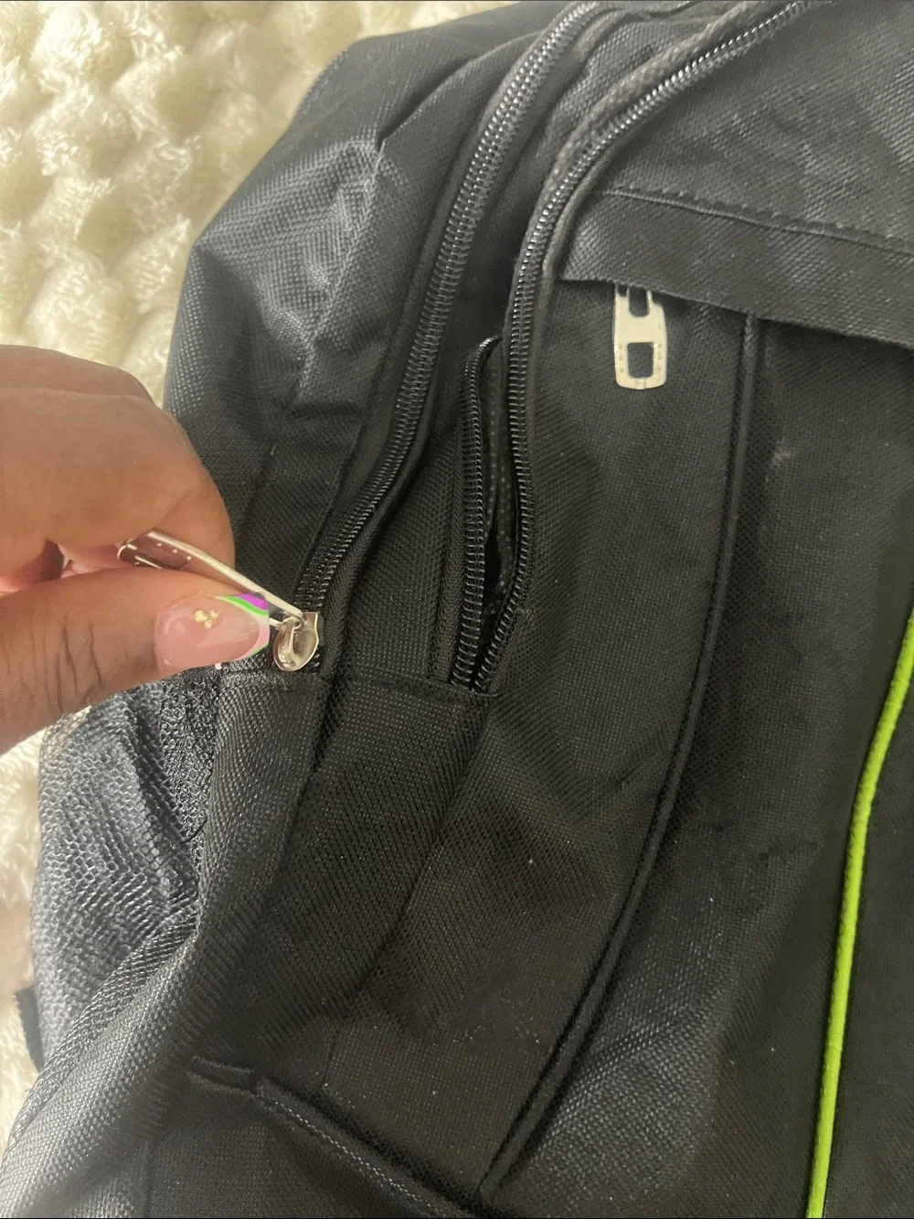 NWOT Black Backpack Green Accent & Jamaica Patch REFER TO PIC/VID 4 MISSING ZIP
